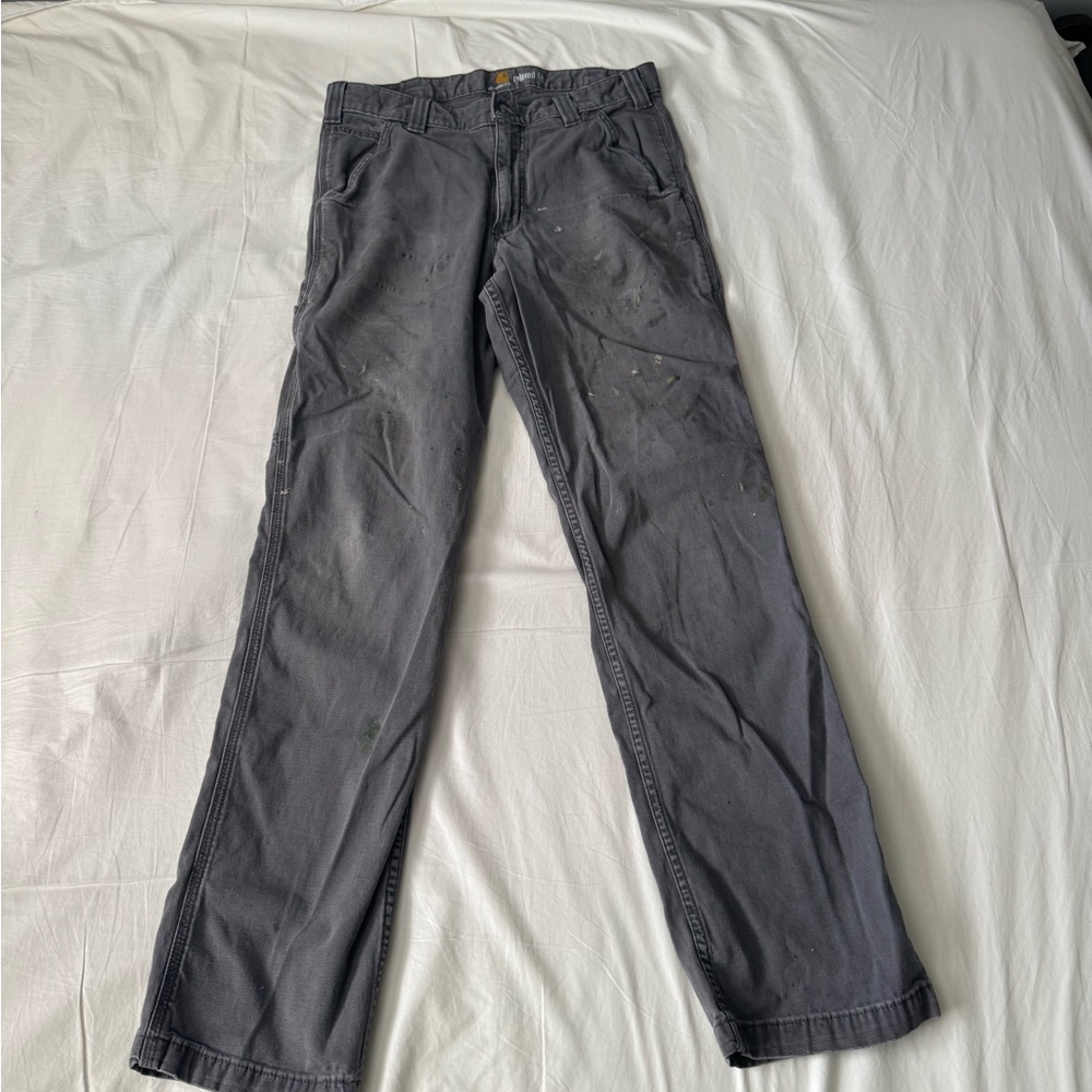 Carhartt Work Pants 32x34 Gray Distressed Grunge Painter Utility Workwear